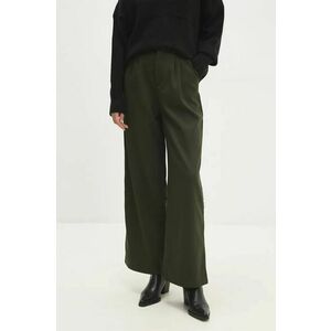 Answear Lab pantaloni femei, culoarea verde, drept, high waist imagine