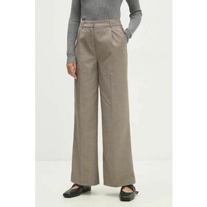 Answear Lab pantaloni femei, culoarea bej, drept, high waist imagine