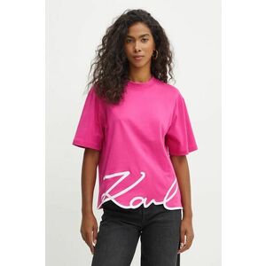 Karl Lagerfeld tricou din bumbac culoarea roz imagine