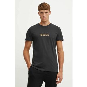 BOSS tricou de plajă din bumbac culoarea negru, cu imprimeu imagine