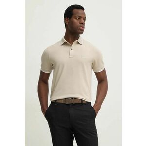 Boss Orange tricou polo barbati, culoarea bej, neted imagine