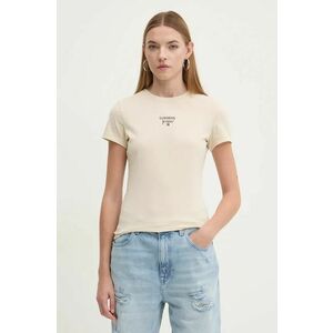 Tommy Jeans tricou din bumbac femei, culoarea bej, DW0DW18800 imagine