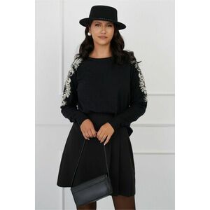 Bluza Cora neagra cu paiete si margele pe maneci imagine