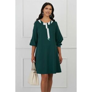 Rochie Ella Collection Adela verde cu esarfa si maneci decupate imagine