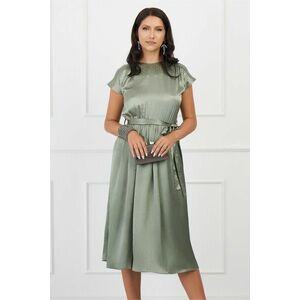 Rochie DY Fashion verde fistic cu strasuri pe bust si cordon in talie imagine