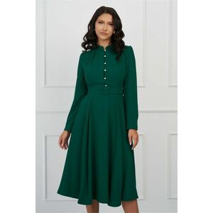 Rochie DY Fashion verde cu nasturi perlati si curea in talie imagine