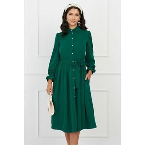 Rochie Dy Fashion verde cu nasturi si cordon in talie imagine