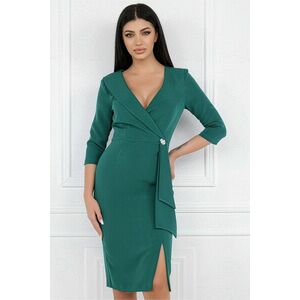 Rochie MBG verde cu accesoriu si peplum in talie imagine