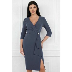 Rochie MBG bleumarin cu accesoriu si peplum in talie imagine