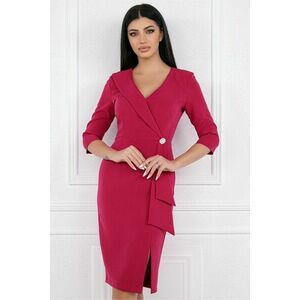 Rochie MBG magenta cu accesoriu si peplum in talie imagine