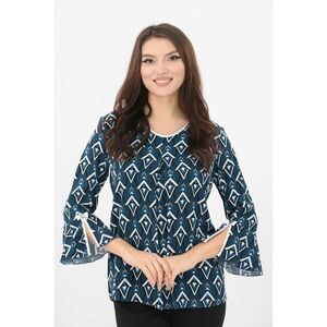 Bluza albastra cu imprimeu geometric imagine