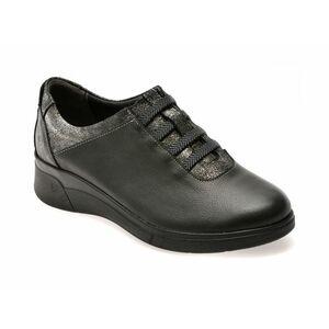 Pantofi casual SUAVE negri, 19005, din piele naturala imagine