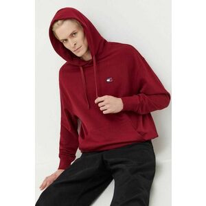 Tommy Jeans hanorac de bumbac barbati, culoarea bordo, cu glugă, cu imprimeu imagine