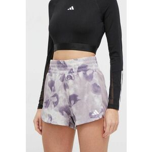 adidas Performance pantaloni scurți de antrenament Pacer culoarea violet, cu model, high waist IQ2631 imagine