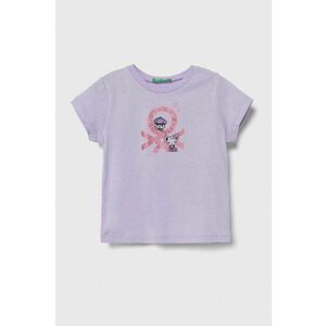 United Colors of Benetton Tricou de bumbac pentru copii culoarea violet imagine