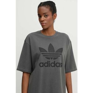 adidas Originals tricou din bumbac Washed Trefoil Tee femei, culoarea gri, IN2268 imagine