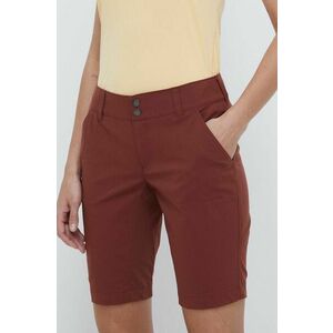 Columbia pantaloni scurți outdoor Saturday Trail femei, culoarea bordo, uni, medium waist 1579881 imagine