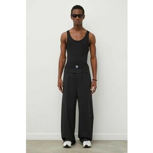 MSGM pantaloni de lână culoarea negru, drept 3640MP07.247200 imagine