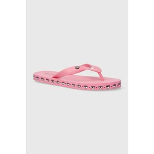 Chiara Ferragni slapi Flip-Flop Logomania femei, culoarea roz, cu toc plat, CF2813_012 imagine