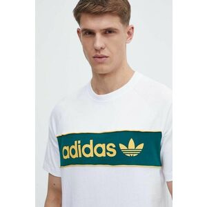 adidas Originals tricou din bumbac bărbați, culoarea alb, cu imprimeu IU0198 imagine