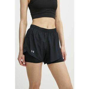 Under Armour pantaloni scurți de alergare Fly By culoarea negru, neted, high waist imagine