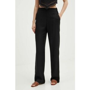 United Colors of Benetton pantaloni femei, culoarea negru, lat, high waist, 4XBQDF06Z imagine