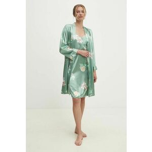 Answear Lab compleu pijama culoarea verde, satin imagine