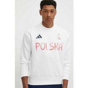 adidas Performance bluză trening Polska culoarea alb, cu imprimeu, JF6688 imagine