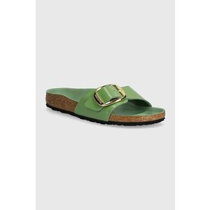 Birkenstock slapi de piele Madrid Big Buckle femei, culoarea verde, 1028738 imagine