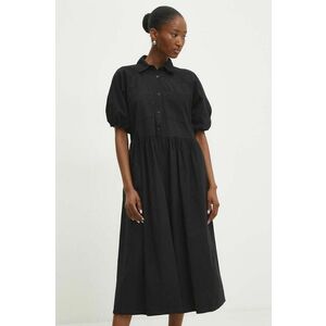 Answear Lab rochie din bumbac culoarea negru, midi, evazati imagine