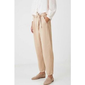 Medicine pantaloni femei, culoarea bej, fason chinos, medium waist imagine