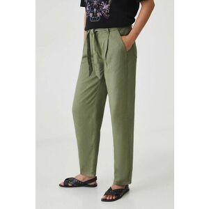 Medicine pantaloni femei, culoarea verde, fason chinos, medium waist imagine