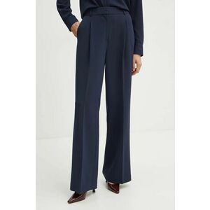 MICHAEL Michael Kors pantaloni femei, culoarea albastru marin, drept, high waist imagine