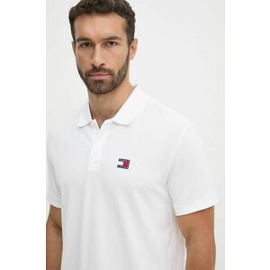 Tommy Jeans polo de bumbac culoarea alb, neted, DM0DM18314 imagine