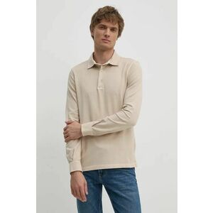 United Colors of Benetton longsleeve barbati, culoarea bej, neted, 3WG9U3026 imagine