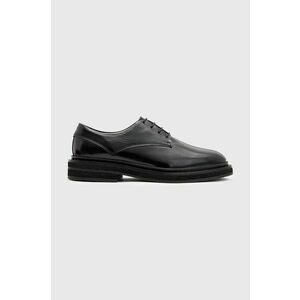 AllSaints pantofi de piele Escher Derby barbati, culoarea negru, M014FB imagine