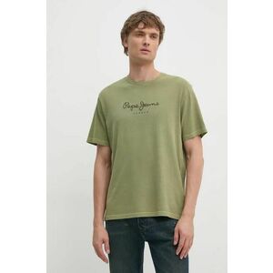 Pepe Jeans tricou din bumbac barbati, culoarea verde, cu imprimeu imagine