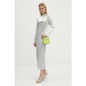 Never Fully Dressed rochie Silver Plisse Sophia culoarea argintiu, midi, drept, NFDDR1588 imagine