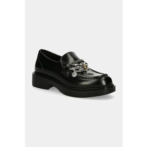 Karl Lagerfeld mocasini de piele MACIE femei, culoarea negru, cu toc plat, KL41214 imagine