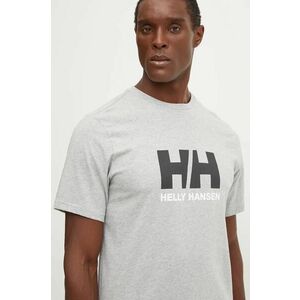 Helly Hansen tricou din bumbac HH LOGO barbati, culoarea gri, cu imprimeu, 30396 imagine