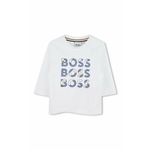 BOSS longsleeve din bumbac pentru bebeluși culoarea alb, cu imprimeu, J51291 imagine