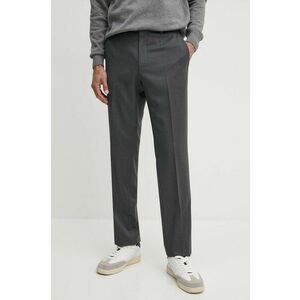 BOSS pantaloni de lana culoarea gri, drept, 50469183 imagine