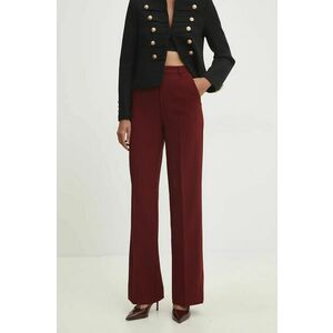 Answear Lab pantaloni femei, culoarea bordo, drept, high waist imagine