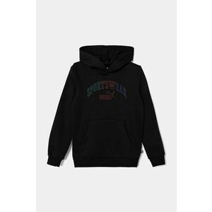 Puma bluza copii ESS+ LOGO LABdient Hoodie culoarea negru, cu glugă, cu imprimeu, 681843 imagine