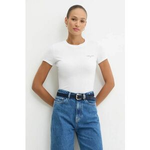 Tommy Jeans tricou din bumbac femei, culoarea alb, DW0DW18785 imagine