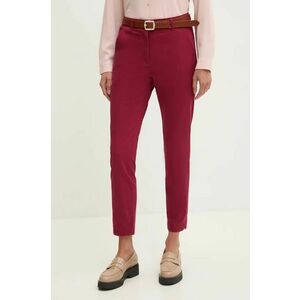 Sisley pantaloni femei, culoarea bordo, drept, medium waist, 4AI655AH6 imagine