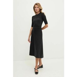 Dkny rochie din lana culoarea negru, midi, evazati, D2G4A155 imagine