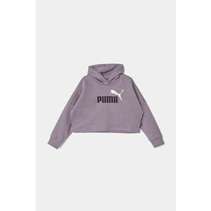 Puma bluza copii ESS Logo Cropped Hoodie culoarea violet, cu glugă, cu imprimeu, 671134 imagine