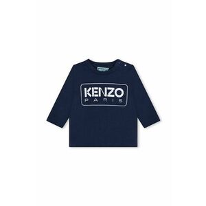 Kenzo Kids longsleeve din bumbac pentru bebeluși culoarea albastru marin, cu imprimeu, K60518 imagine