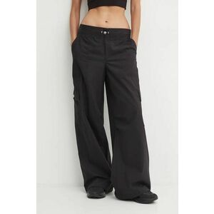 Dkny pantaloni femei, culoarea negru, lat, high waist, DP4P3468 imagine